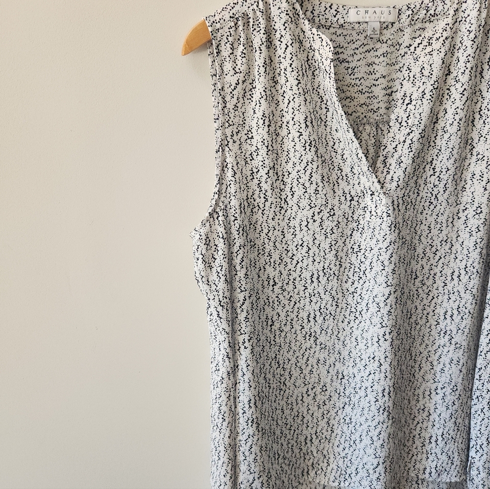 🔥 SOLD 🔥Chaus New York Sleeveless Speckled V Neck Tank Top Size Large - Picture 3 of 9